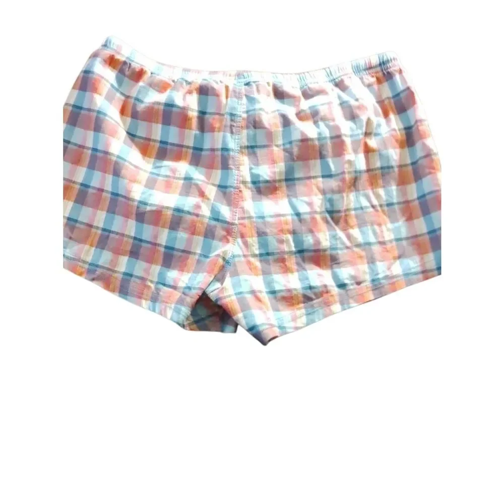 Men's Plaid Swim Trunks - Coral & Blue(Different Color Same Length) (38)